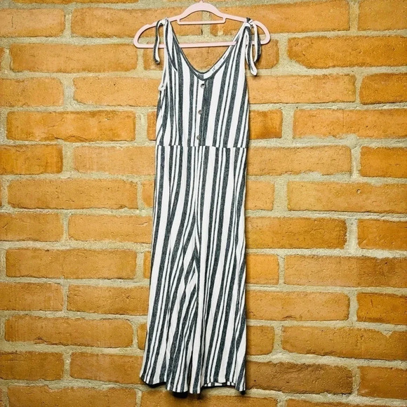 Jolt Striped Jumpsuit w/ Adjustable Tie Straps size SMALL - Picture 2 of 7